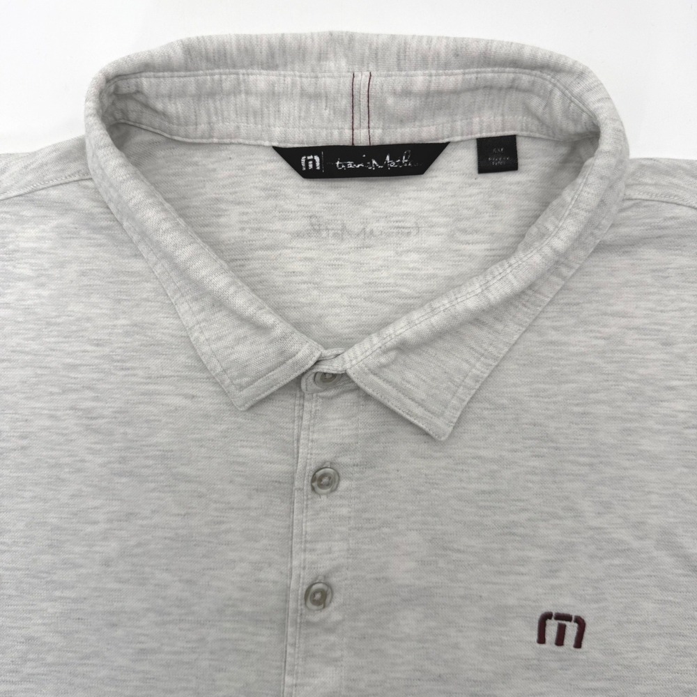 TravisMathew Polo Shirt Men XXL Light Grey Heather Pima Cotton Blend Golf